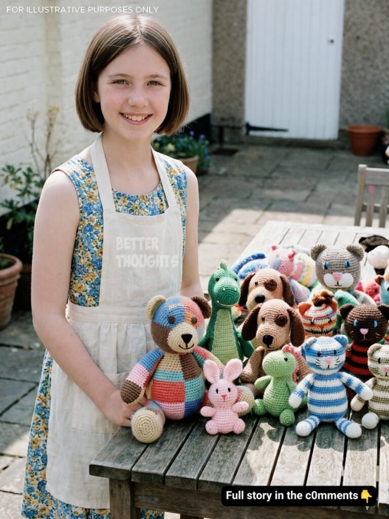 My 13-year-old daughter set up a small table in the yard to sell the toys she crocheted—then a man on a motorcycle pulled up and said, “I’VE BEEN TRYING TO FIND YOUR MOM FOR A LONG TIME.”
