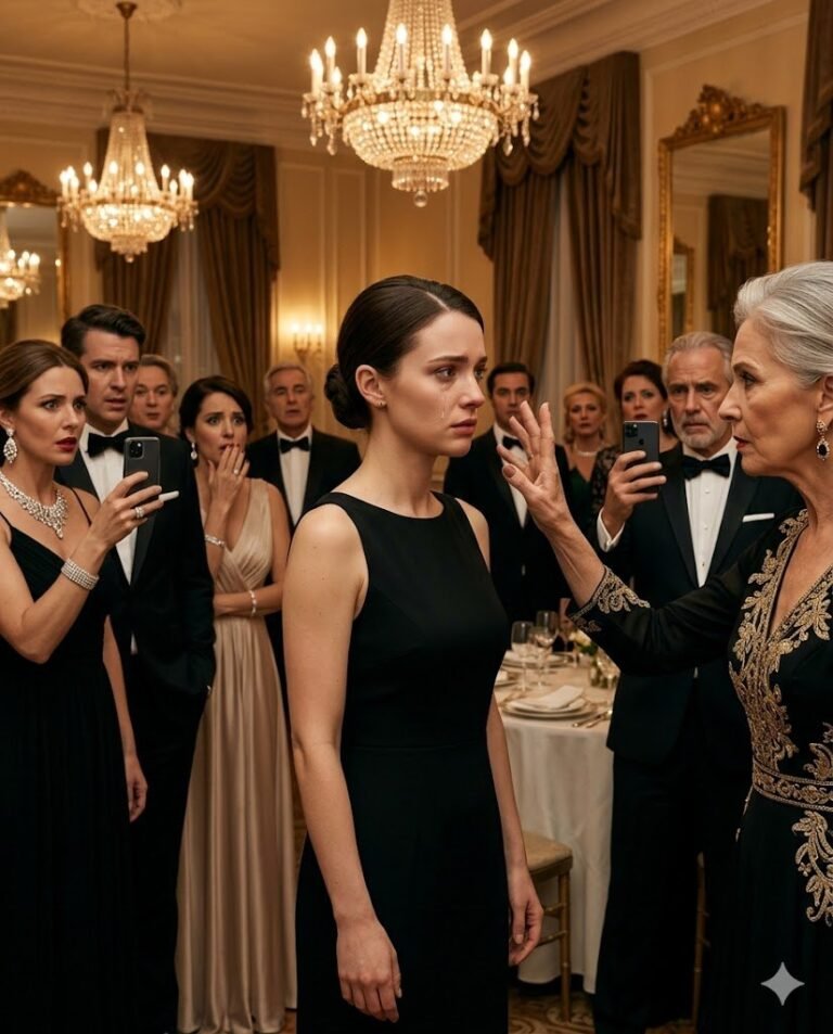 During my husband’s birthday dinner, my mother-in-law exploded: “That house belongs to us!” As soon as I said, “No”… she slapped me brutally in front of 150 guests. I came out crying. But I didn’t run. I made a phone call. And in that moment… 