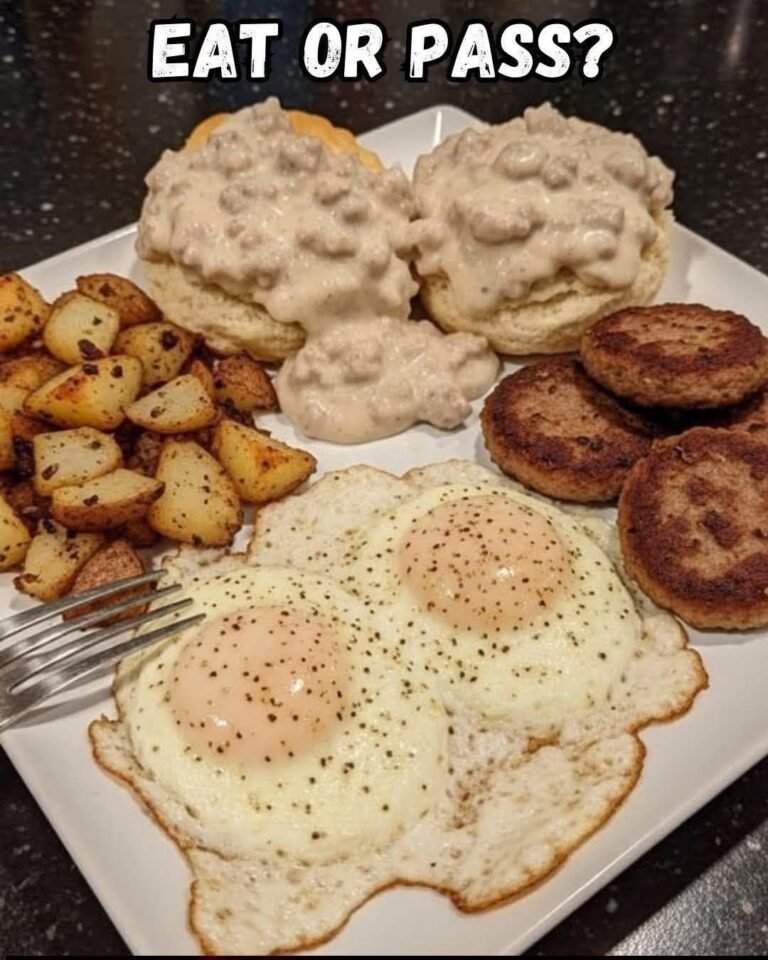 What’s good for supper – Breakfast , it’s good anytime . Sausage eggs fried potatoes biscuits & gravy.