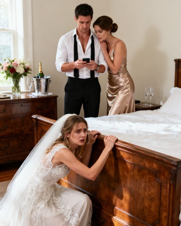 On my wedding night, I hid under the bed to play a prank on my husband, but someone else entered the room and put their phone on speaker. What I heard next turned my blood to ice…