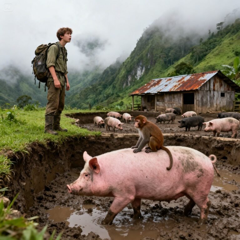 A monkey kept a farmer’s abandoned pigs alive for five years… but when he returned to the mountain and understood the truth, he was completely paralyzed.