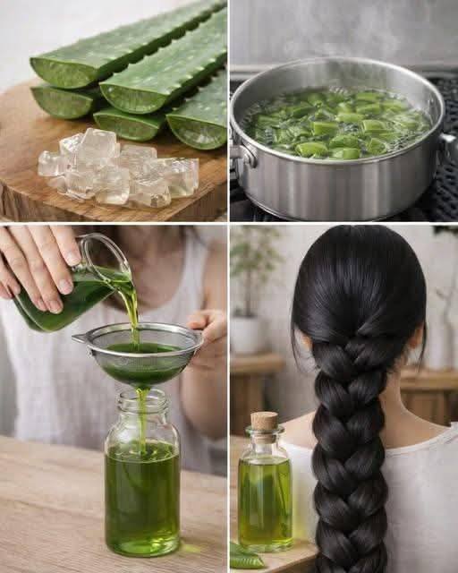How to make aloe vera oil for faster hair growth and to stop hair loss… To continue receiving my recipes, just say something… Thank you!