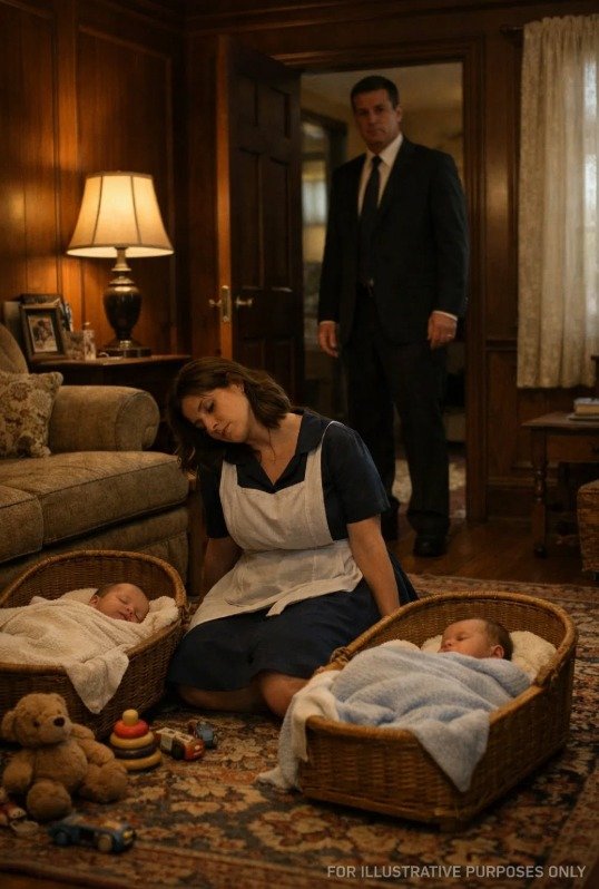 The Millionaire Came Home at Midnight… and Was Shocked to Find the Cleaning Lady Sleeping Beside His Twins. What He Discovered Next Changed Everything.