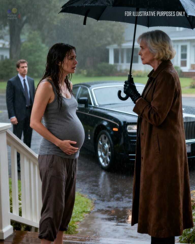 My husband threw me out into the street and locked the door, leaving me standing there in the pouring rain — barefoot, with my pregnant belly. But when my wealthy grandmother arrived, she embraced me and quietly said, “I will make sure your husband regrets everything”
